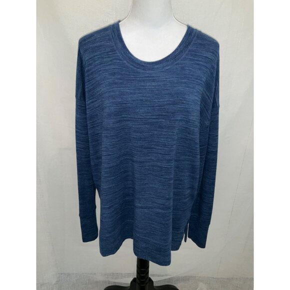 Athleta Womens Navy Blue Pure Lux Long Sleeve Sweatshirt size Large - Picture 1 of 6